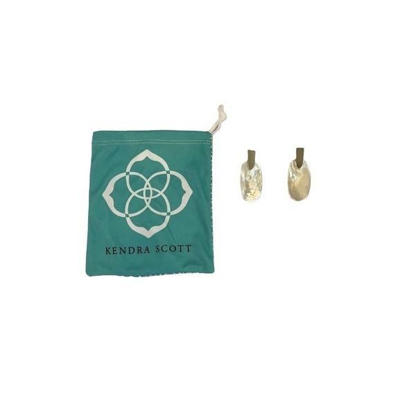 KENDRA Scott Ivory Silver Oval Drop Mother of Pearl Statement Earrings - Picture 5 of 10